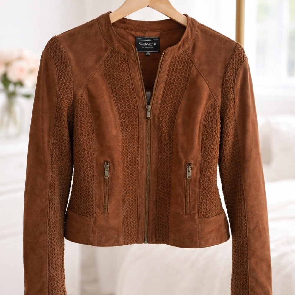 Blanc Noir Textured Tan Jacket
